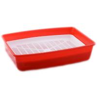 Туалет для кошек глубокий с сеткой красный ВАКА 