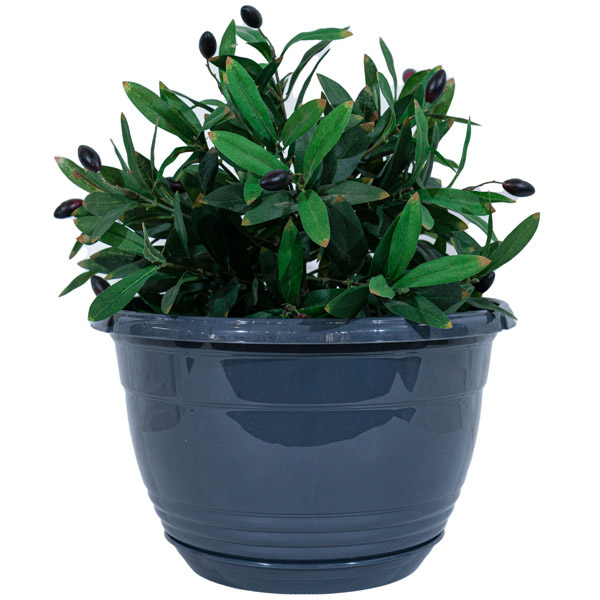 Цветочный горшок Глория 5,6л антрацит с прикрепленным поддоном Цветочный горшок Глория 5,6л антрацит с прикрепленным поддоном