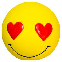 Игрушка с Мячик смайлик сердечки с пищалкой желтый из латекса 6см/ЛС308/Евро