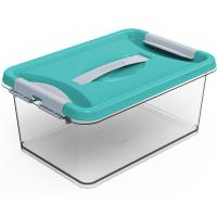 Контейнер д/хранения Клик 8л бирюзовый с защелками С273БИР