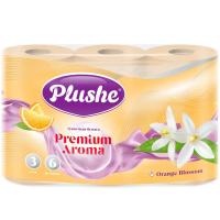 Туалетная бумага 3 слоя "Plushe Premium Aroma" 6рулонов*15м Orange Blossom