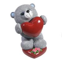 Копилка Мишка с сердечком(серый)L15W15H23см 713293/SK022