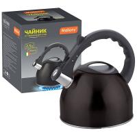 Чайник 2,5л MAL-042-N нерж.сталь, со свистком,черный 