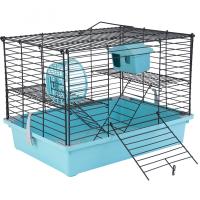 Клетка д/грыз N1 РПК191 2-эт прямоугольная укомплектованная розовая 38*27*27см бирюза/12шт/Евро 