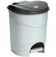 Контейнер для мусора с педалью 11л бежевый мрамор М2891