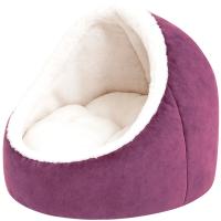 Лежанка УЮТ Лукошко фиолетовая велюр иск.мех/холофайбер съемная подушка 35*48см/2036/Евро