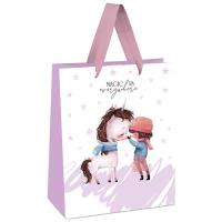 Пакет подарочный 11*14*6,5см "Magic is everywhere" отд. фольгой белый крафт MESHU /Рельеф