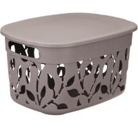 Коробка д/хранения ФЛОРА 5,5л французский серый с крышкой М2362 /15шт/М-пласт 