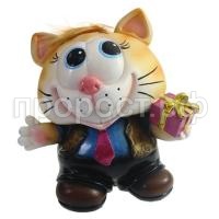 котик с подарком рыж