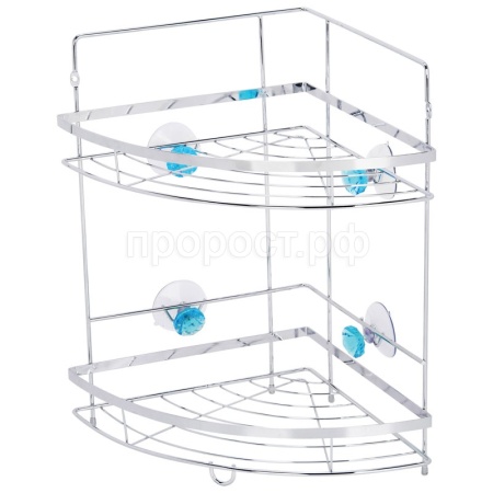 Полка для ванной угловая Бриллиант 2-х ярусная  на присосках 24,5*24,5*38см хром 310795 Полка для ванной угловая Бриллиант 2-х ярусная  на присосках 24,5*24,5*38см хром 310795