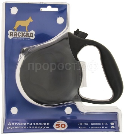 Рулетка автоматическая трос 8м/50кг черная/10233552-07/Каскад