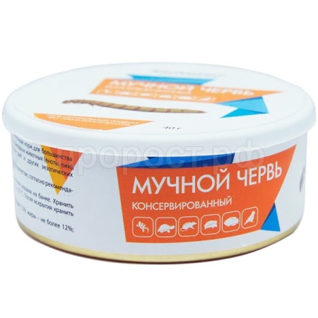 Консервированный корм для террариумных животных Мучной червь 40гр Консервированный корм для террариумных животных Мучной червь 40гр