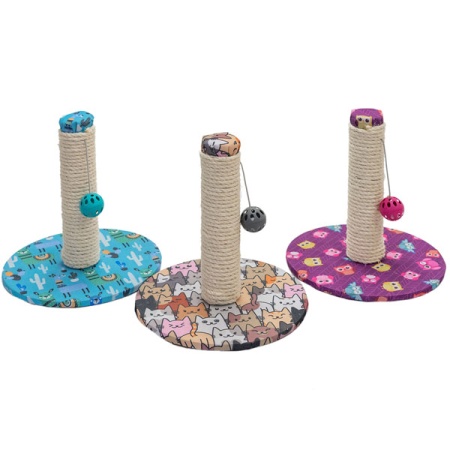 Когтеточка ЭКО Столбик MODI с шариком сизаль,ткань,пвх 29*29*32см бирюзовая/81985/Дарэленд