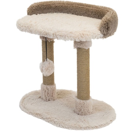 Когтеточка Лежанка ПУХ-2 столбик джут,пушистый мех 55*36*47см/84054 коричневая/Дарэленд