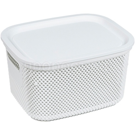 Корзина д/хранения Лофт 6л c крышкой прямоуг. белый А271 /20шт/ Арз