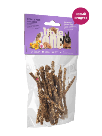 Лакомство для грызунов ветви с лепестками и травами Литтл Ван 35гр