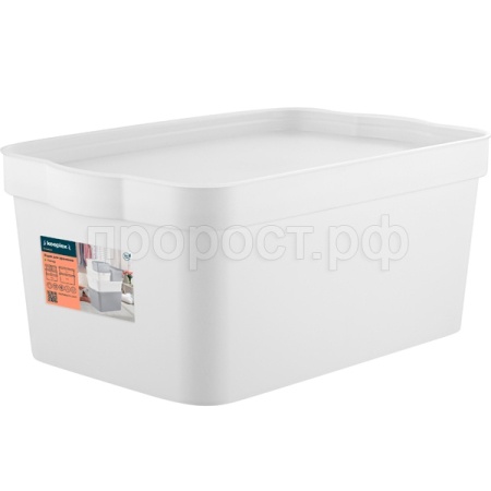 Ящик д/хранения 7,5л Keeplex Trendy с крышкой белый KL3503 /10шт/ПР