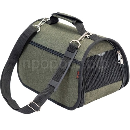 Сумка переноска Zoo-M ПРЕСТИЖ №0 жесткая с карманом 32*19*19см хаки/90030хаки/Дарэлл