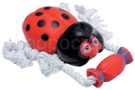 Игрушка с Аппорт веревочный Божья коровка с ручкой д/средних пород/ISJ8015/2755/ЗР