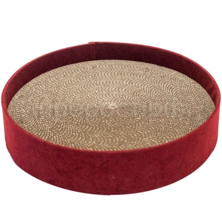 Лежанка круглая с пеньком дсп,вельвет 37*37*8см бордовая/88133/Дарэленд