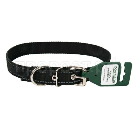 Ошейник капрон 1сл 25мм черный со светоотражающими полосами DONBARON