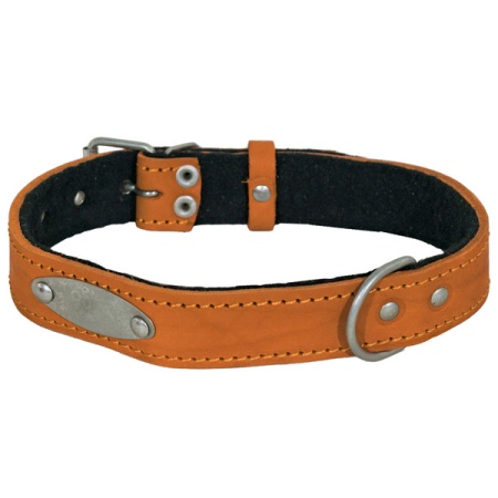 Ошейник кожа 30мм с пластиной на фетре Н/У 60-65см/41394/Бим