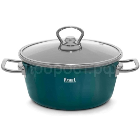 Кастрюля 2,6л эмаль стекл. крышка в инд. упаковке зеленый R4020 /6шт/ Маруся  