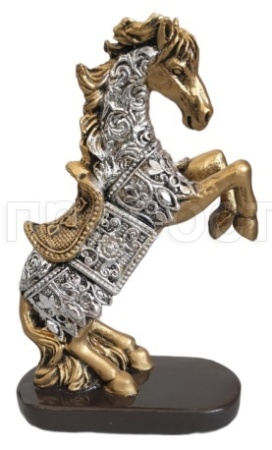 Фигура Лошадь в сбруе (зол/сер) L9,5W5H14,5 718581/I186