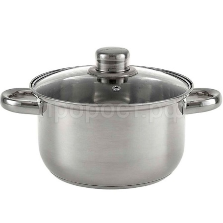 Кастрюля 2,6л нерж. со стеклянной крышкой BE-156/2 /12шт/ Webber