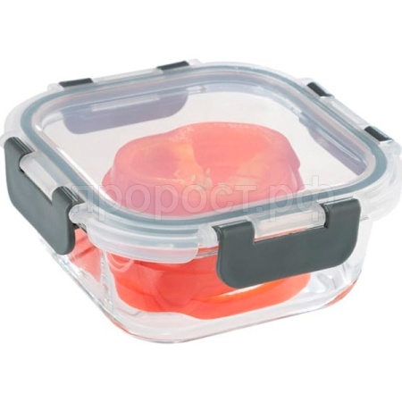 Контейнер Praktisch 0,5л жаропр стекла с крышкой с заж.пласт 106024 /24шт/ Leonord