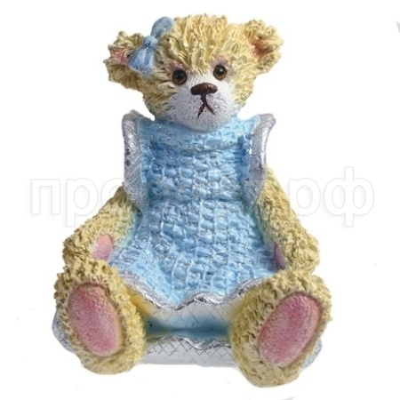 Мишка (бежевый с голубым)L11W12H13см 626753/W045 Мишка (бежевый с голубым)L11W12H13см 626753/W045