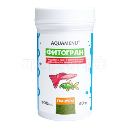 Корм для рыб AQUAMENU Фитогран травяные гранулы, банка 100мл