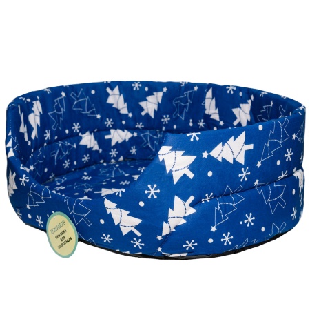 Лежанка овальная стеганая поролоновая хлопок Рождество 42*34*18см/DONBARON