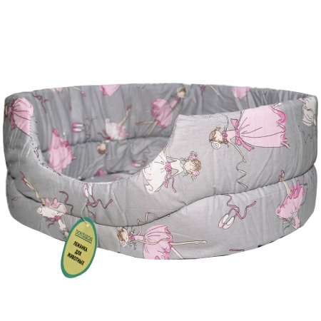 Лежанка овальная стеганая поролоновая хлопок ЗОО МИКС 52*46*20см/DONBARON