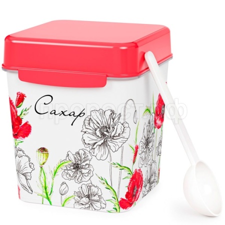 Емкость д/сахара Маки с ложкой 1,2л М4828 /12шт/ Альтерн