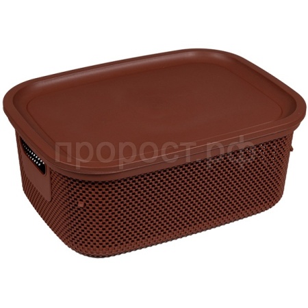 Корзина д/хранения Лофт 12л c крышкой прямоуг. коричневый А272 /12шт/ Арз