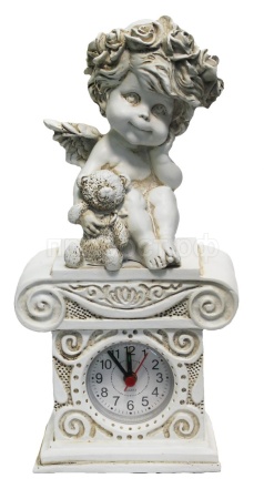 Часы Ангелочек с медведем H24см антик 626410/SH009/А028а