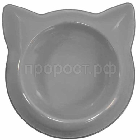 Миска одинарная пластик д/кошек Кошка 250мл серая/2233/Дарэлл