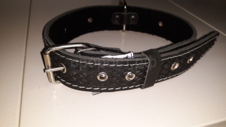 Ошейник кожа 35мм безразмерный с пластиной на фетре 58-62см/41295/Бим