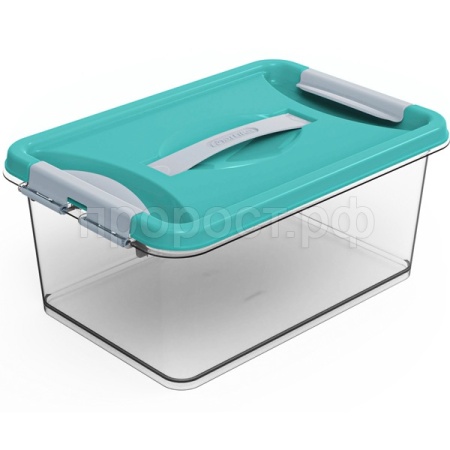 Контейнер д/хранения Клик 8л бирюзовый с защелками С273БИР