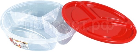 Контейнер 0,8л Snack трехсекционный прозрачный /90шт/05043/