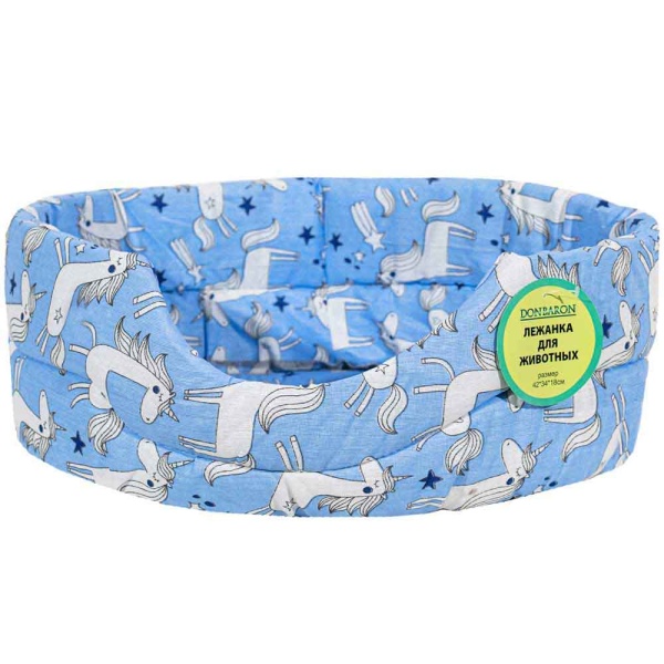 Лежанка овальная стеганая поролоновая хлопок ЗОО МИКС 42*34*18см/DONBARON